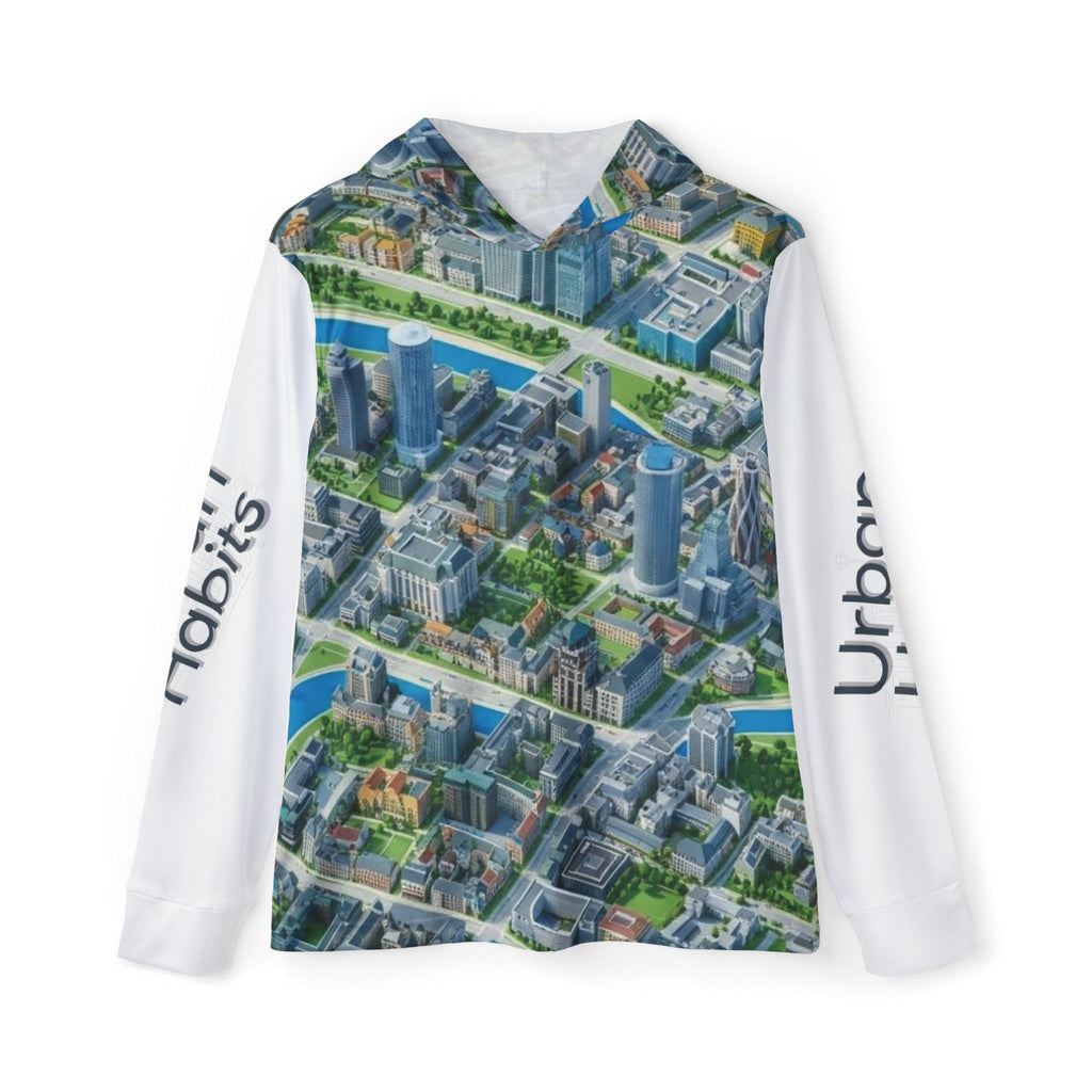 Urban Habits Cityscape Men's Warmup Hoodie — All-Over Print Athletic Pullover