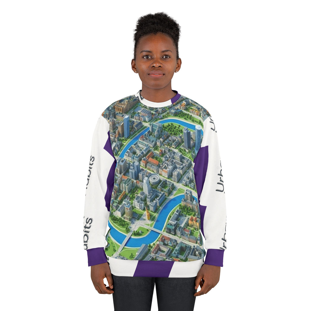 City Map All-Over Print Sweatshirt — Urban Rivers & Skyline Graphic