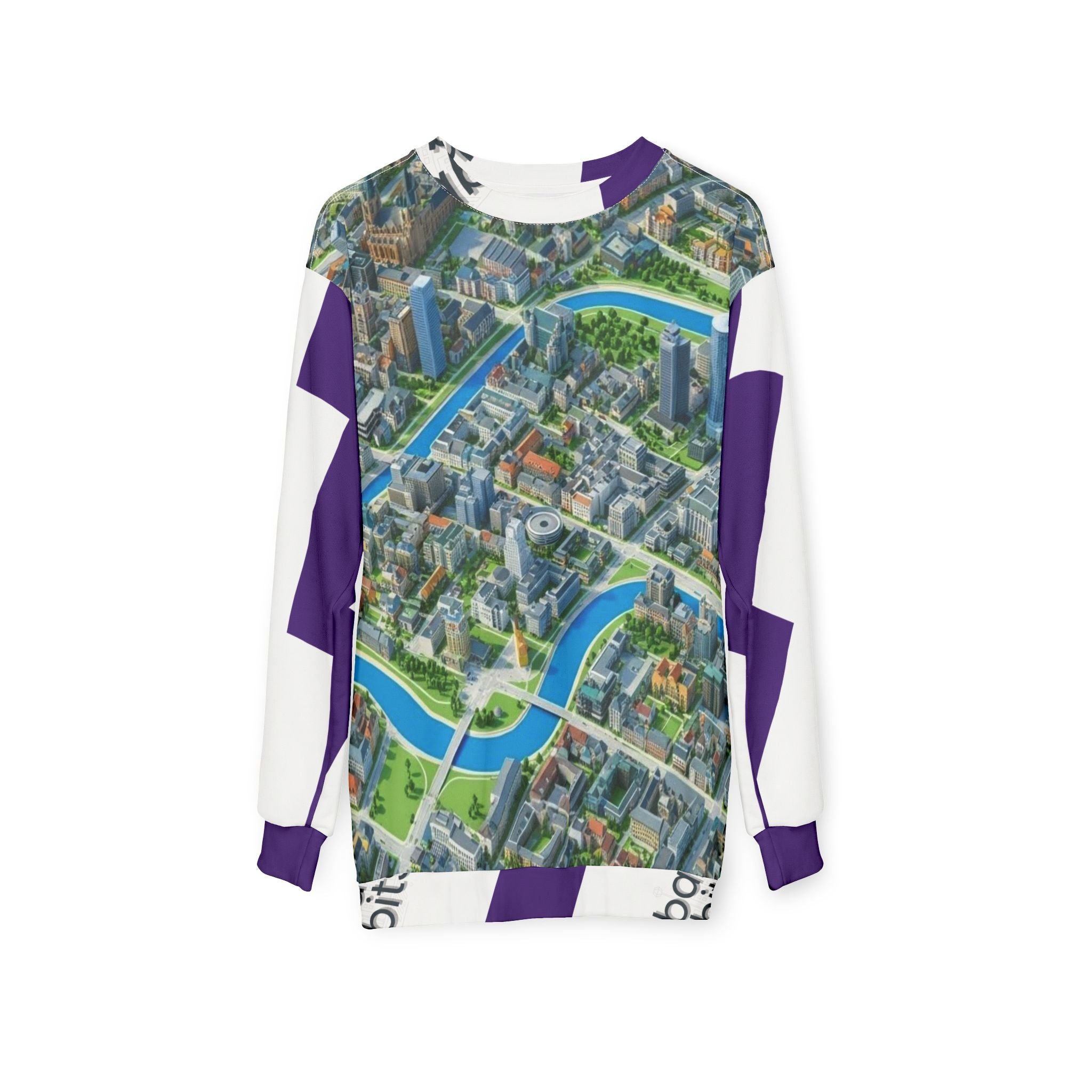 City Map All-Over Print Sweatshirt — Urban Rivers & Skyline Graphic