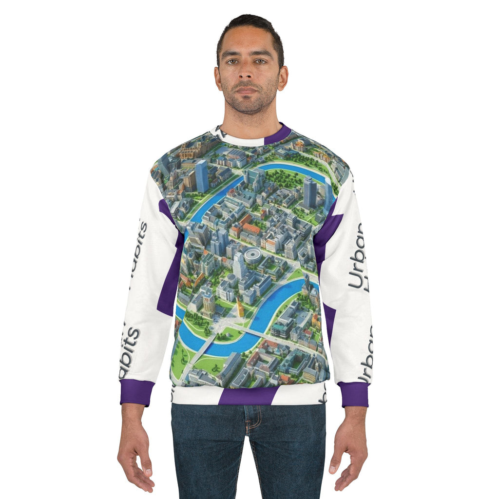City Map All-Over Print Sweatshirt — Urban Rivers & Skyline Graphic