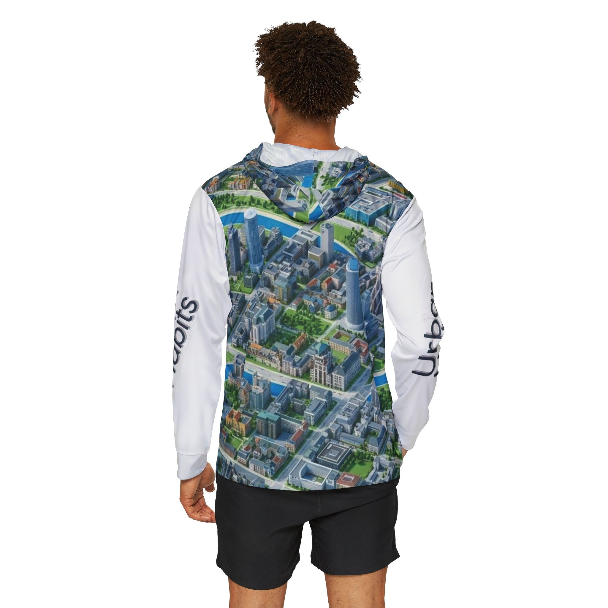 Urban Habits Cityscape Men's Warmup Hoodie — All-Over Print Athletic Pullover