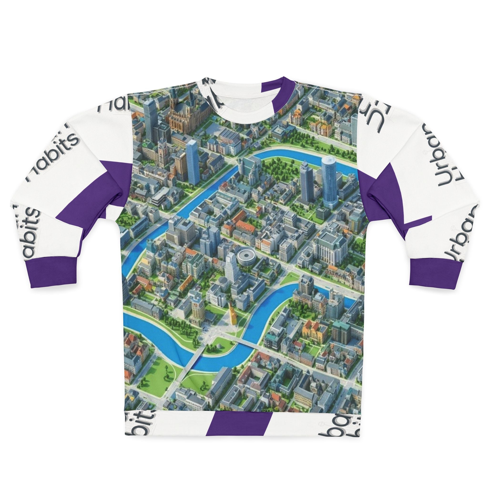 City Map All-Over Print Sweatshirt — Urban Rivers & Skyline Graphic